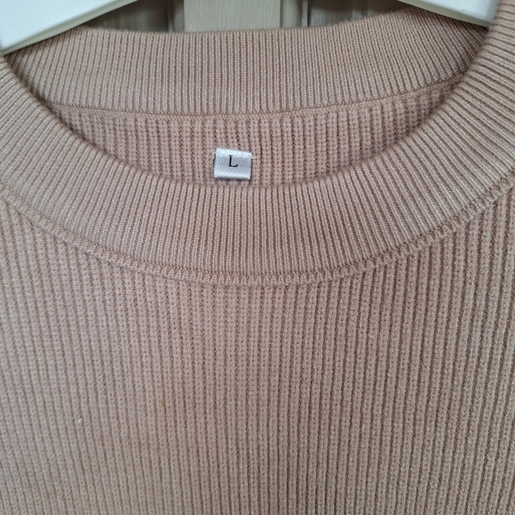 Unisex Oversized Sweater SzL Long Sleeve Knit Banded Hem/Collar/Cuff Creme Knit - Picture 5 of 9